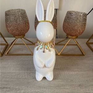 Elegant White Ceramic Bunny with Gold Accents